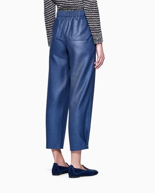 Giorgio Armani Blue Silk And Wool Trousers