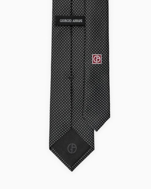 Giorgio Armani White Silk Tie With Jacquard Micro-Pattern for men