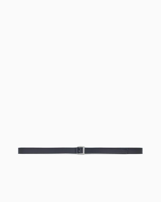 Giorgio Armani White Smooth Leather Belt With A Double Rectangular Metal Loop for men