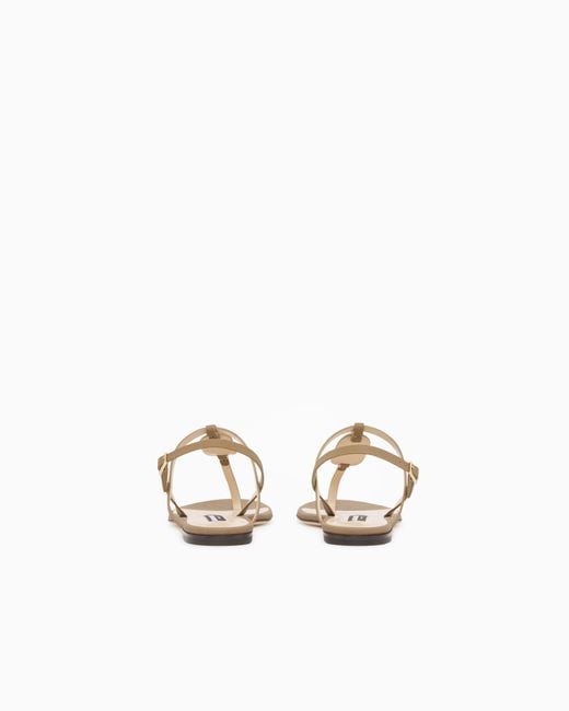 Giorgio Armani White Leather Flat Thong Sandals