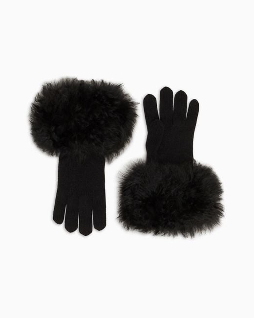 Giorgio Armani Black Knit Cashmere Gloves
