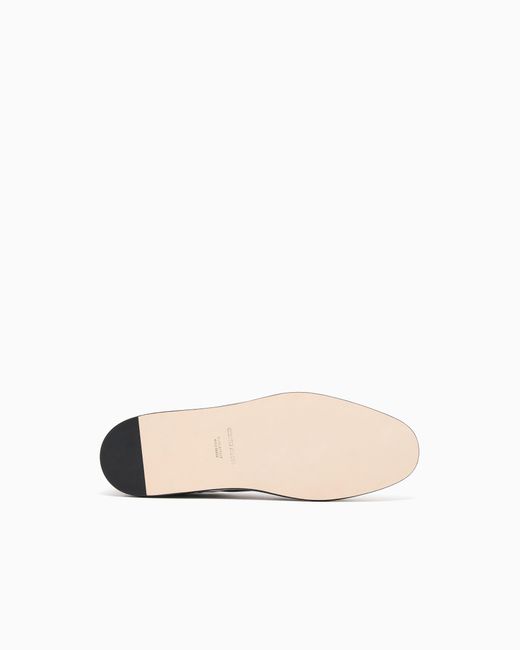 Giorgio Armani White Laminated Nappa Leather Ballerinas With Laces