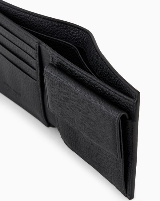 Giorgio Armani Black Printed Leather Wallet for men