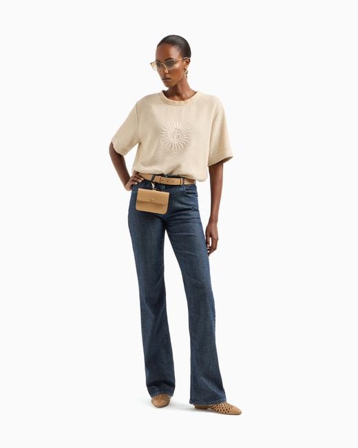 Giorgio Armani Blue Denim Collection Five-Pocket Flared Trousers