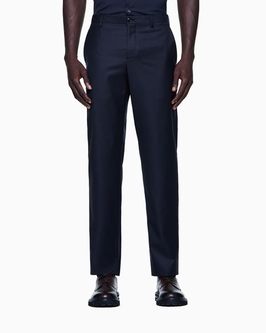 Giorgio Armani Blue Wool And Cashmere Gabardine Trousers for men