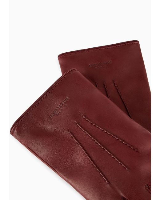 Giorgio Armani Red Nappa-leather Gloves for men