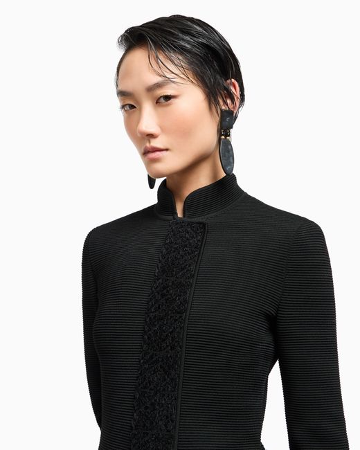 Giorgio Armani Black Viscose Ottoman Single-Breasted Jacket