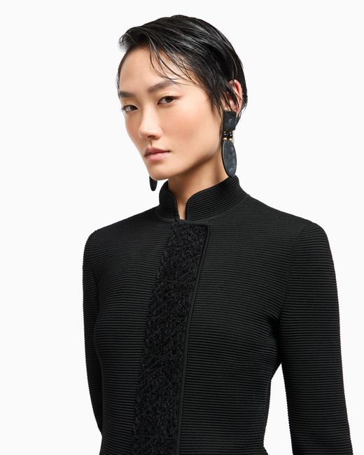 Giorgio Armani Black Viscose Ottoman Single-Breasted Jacket