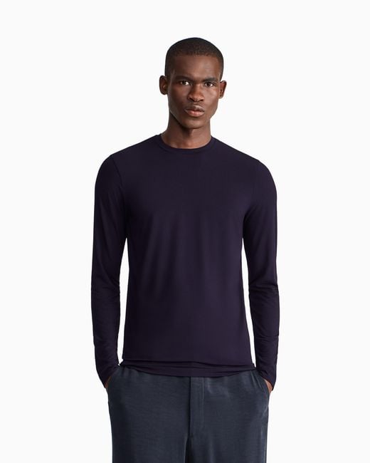 Giorgio Armani Blue Long Sleeve Jumper for men