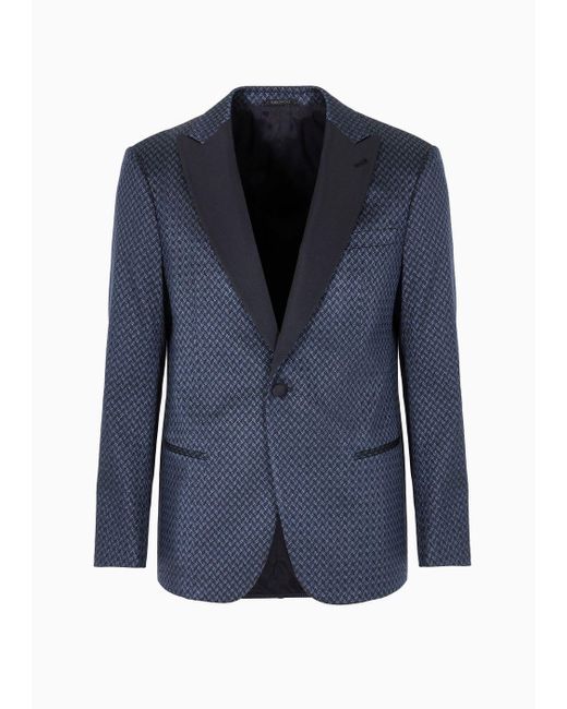 Giorgio Armani Blue Giorgio's Single-breasted Jacket In Silk Jacquard for men
