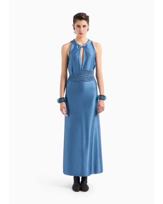 Vestido Largo De Viscosa Elástica Asv Giorgio Armani de color Blue