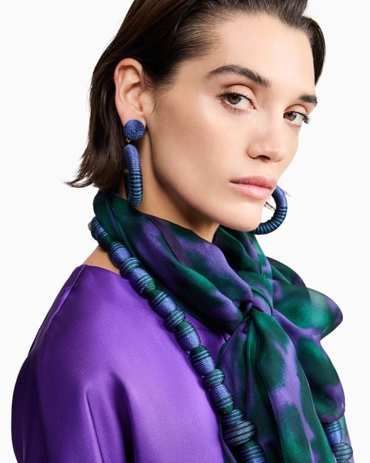 Giorgio Armani Blue Tuch Aus Bedruckter Seide