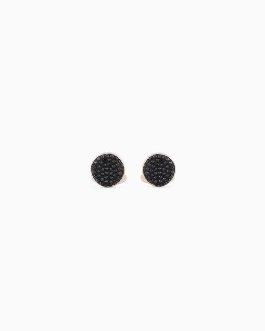 Giorgio Armani White Sterling Cufflinks With Satin And Crystals for men