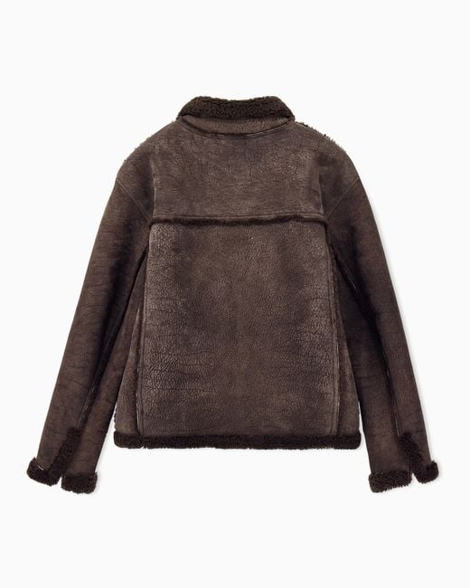 Giorgio Armani Brown Blouson Jacket Regular Fit Shearling for men