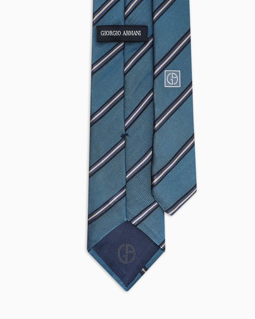 Giorgio Armani Blue Silk Regimental Jacquard Tie for men