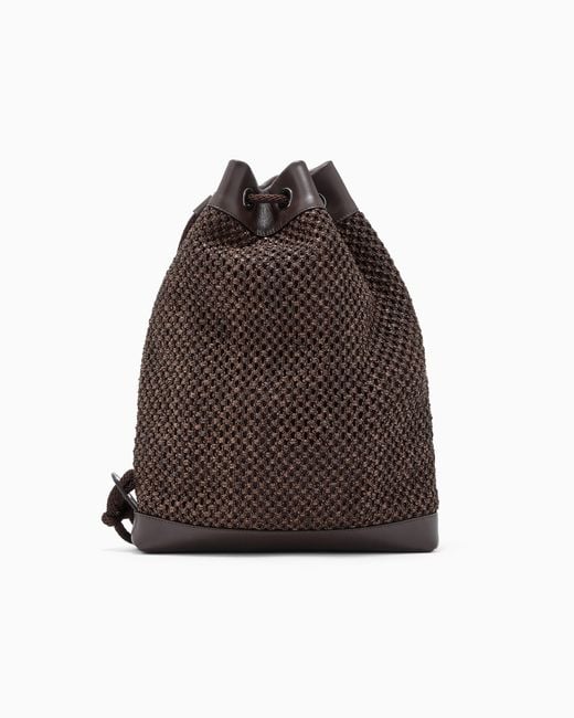 Giorgio Armani Brown Raffia And Leather Sack for men