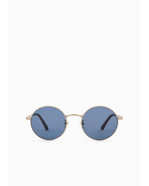 Giorgio Armani Blue Men's Round Eyeglasses for men