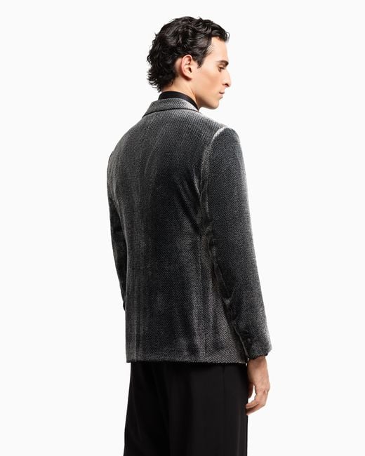 Veste De Smoking Giorgio's À Simple Boutonnage En Velours Micro-Dévoré Giorgio Armani pour homme en coloris Gray