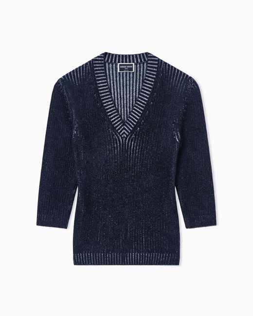 Giorgio Armani Blue V-Neck Jumper