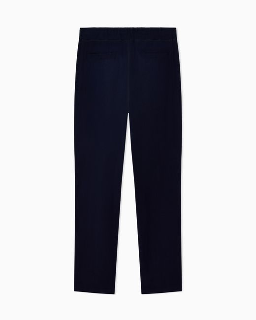 Giorgio Armani Blue Pleated Cupro Trousers With Drawstring Waist for men