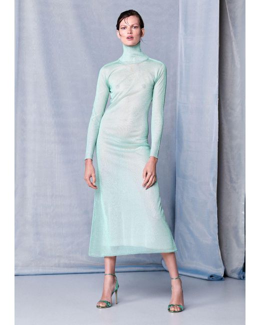 Giorgio Armani Blue Midi Dress In A Bright Knit
