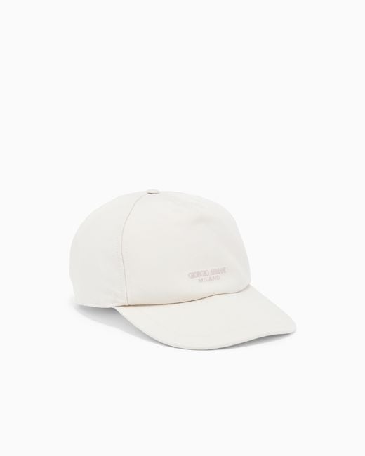 Giorgio Armani White Technical Fabric Baseball Cap With Leather Logo for men