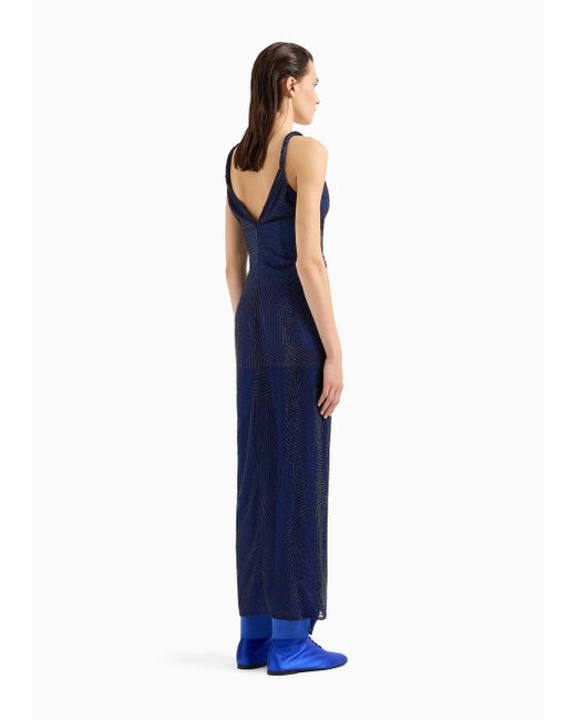 Giorgio Armani Blue Embroidered Long Dress
