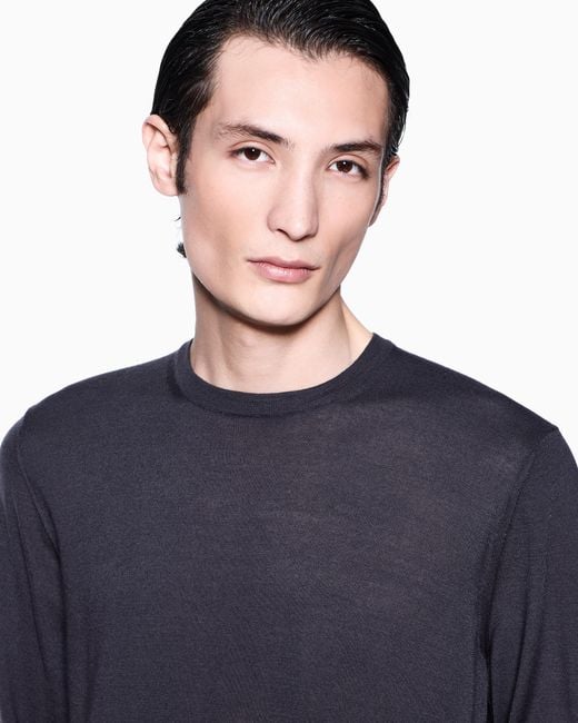 Giorgio Armani Blue Crew Neck Jumper for men