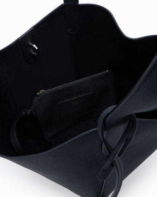 Giorgio Armani Blue Pebbled Bag With A Removable Inner Pouch