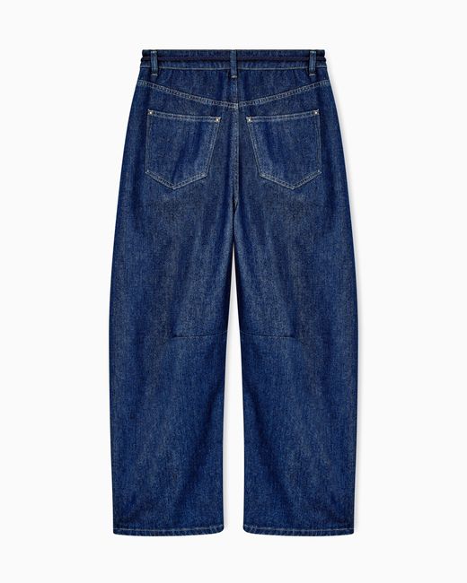 Giorgio Armani Blue Five-Pocket, Stretch Cotton-Denim Trousers With Belt Denim Collection