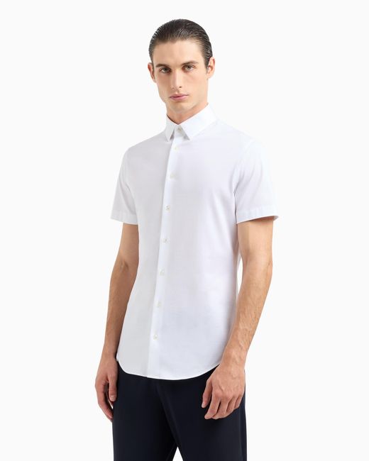 Giorgio Armani White Short-Sleeved, Cotton-Jersey Shirt for men