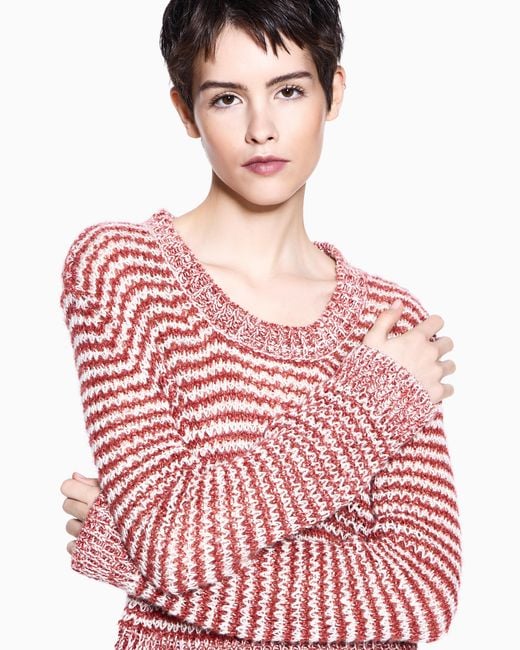 Giorgio Armani Red Linen-Blend Crew-Neck Jumper