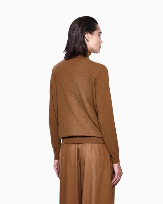 Giorgio Armani Brown Vicuña Wool Mock-Neck Jumper