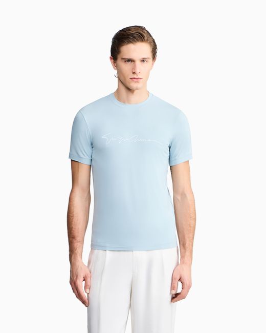 Giorgio Armani Blue Crew-Neck T-Shirt for men