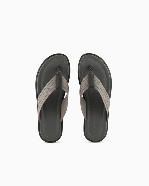 Giorgio Armani White Webbing Thong Sandals for men