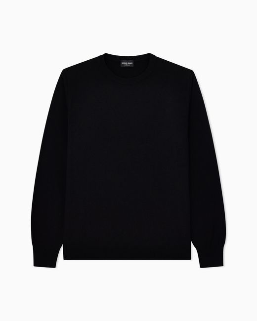 Giorgio Armani Black Cashmere Crew-Neck Jumper for men