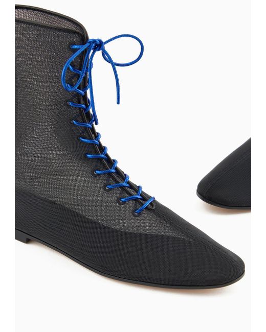 Giorgio Armani Blue Tulle And Nappa-leather Ankle Boots