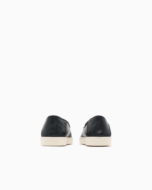 Giorgio Armani White Galleria 3 Nappa-Leather Slip-Ons for men