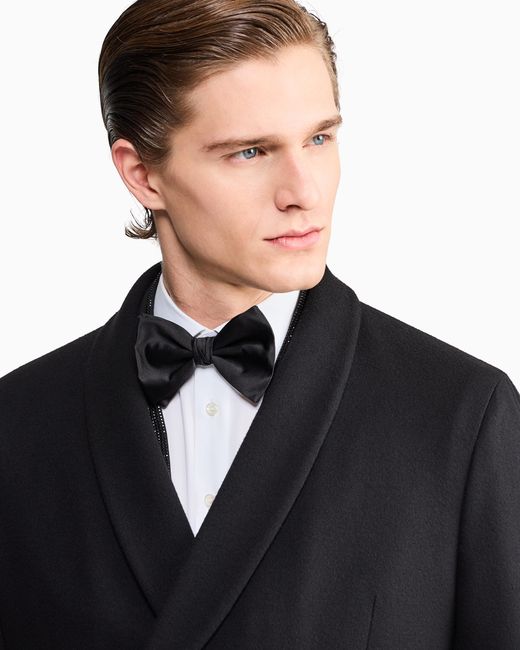 Giorgio Armani Black Double-Breasted Coat for men
