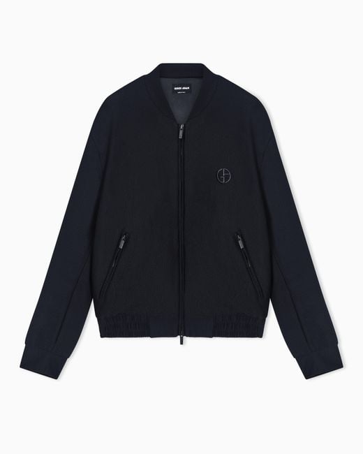 Giorgio Armani Blue Technical Waffle Blouson for men