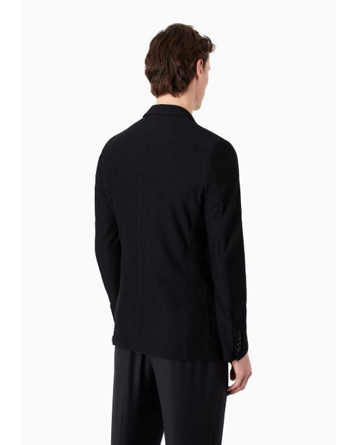 Giorgio Armani Black Icon Single-breasted Jacket In Technical Waffle Fabric for men