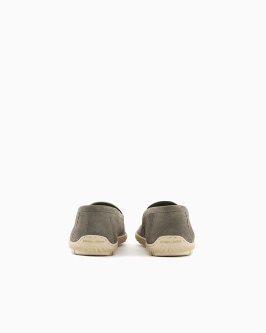 Giorgio Armani White Suede Slip-Ons for men