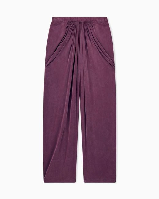 Giorgio Armani Purple Trouser With Wide Leg And Front Draping
