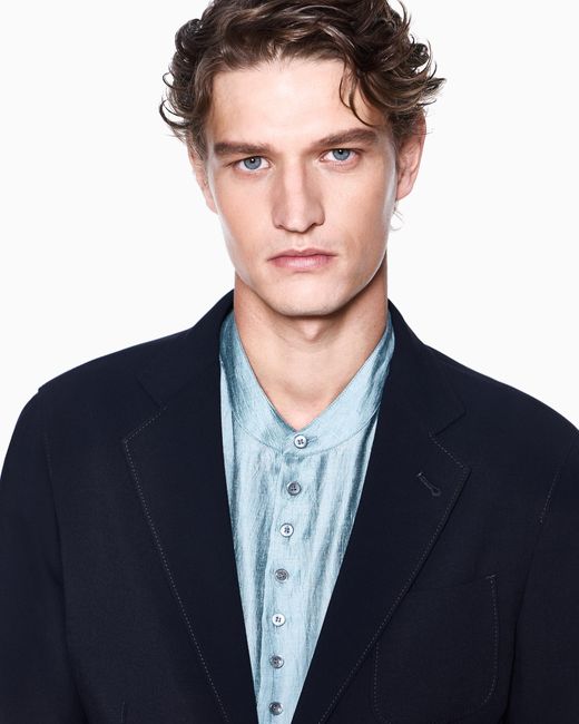 Giorgio Armani Blue Upton Line Single-Breasted Jacket for men