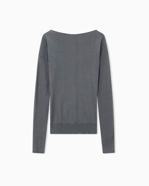 Giorgio Armani Gray Sweater Seamless Cashmere Round Neck Long Sleeve