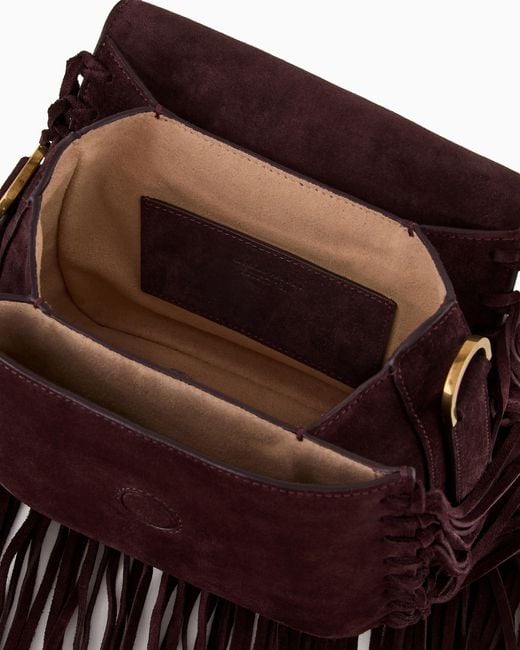 Bolso La Prima De Ante Con Flecos Giorgio Armani de color Red