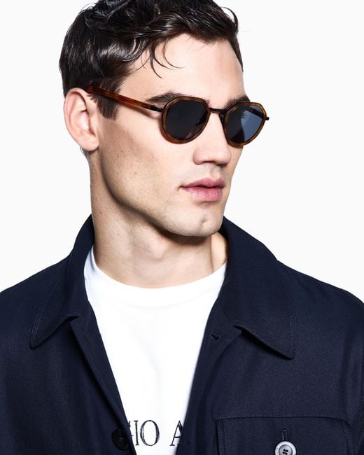 Giorgio Armani White Round Sunglasses for men