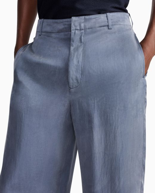 Giorgio Armani Blue Flat-Front Trousers for men