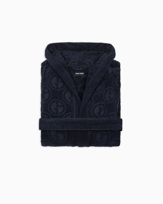 Giorgio Armani Blue Monogram Bathrobe for men