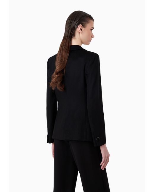 Giorgio Armani Black Single-breasted Jacket In Virgin Wool And Cashmere